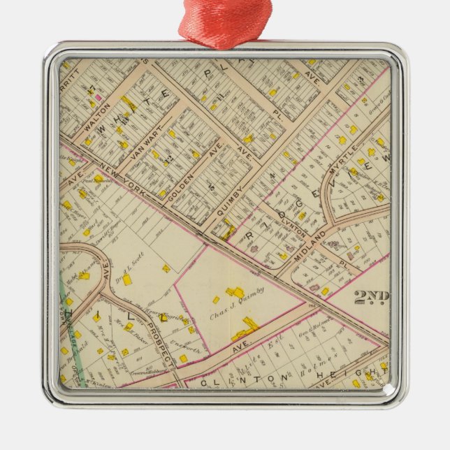 White Plains wards 2-3, New York Metal Ornament (Front)
