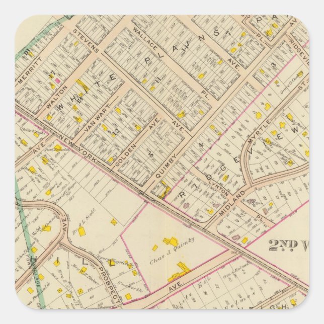 White Plains wards 2-3, New York Square Sticker (Front)