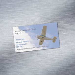 White Plane Flight School Instructor Pilot  Magnetic Business Card