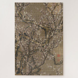 White Plum Blossoms and Moon by Ito Jakuchu Jigsaw Puzzle