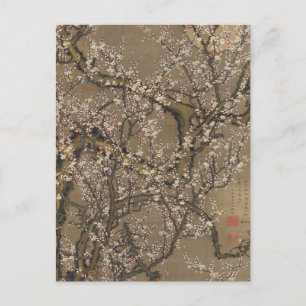White Plum Blossoms and Moon by Ito Jakuchu Postcard