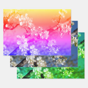 White Plum Blossoms in Spring Wrapping Paper Sheet