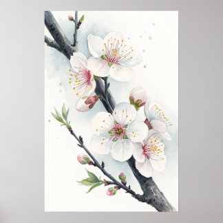 White Plum Blossoms Poster