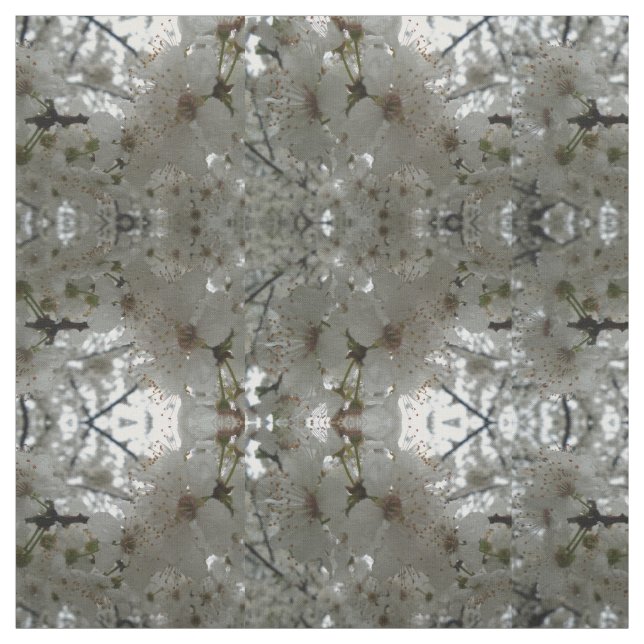 White Plum Flower Fabric (Swatch)