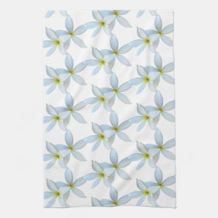 White Plumeria Blooms Tea Towel