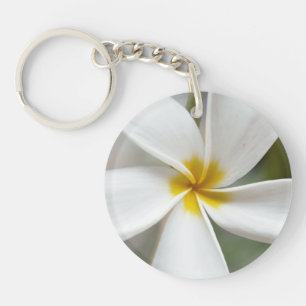 White Plumeria - Macro Portrait Key Ring