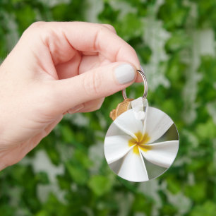 White Plumeria - Macro Portrait  Key Ring