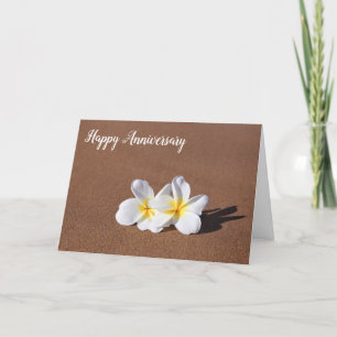 White Plumeria Sandy Beach Greeting Card