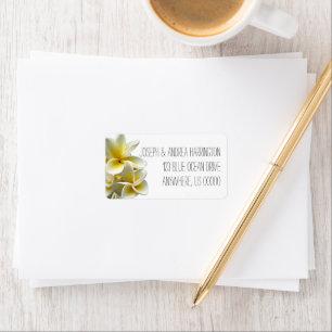 White Plumeria Tropical Return Address Labels