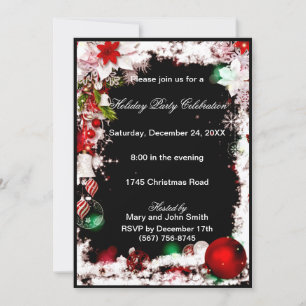 White Poinsettia Christmas Party Invitation
