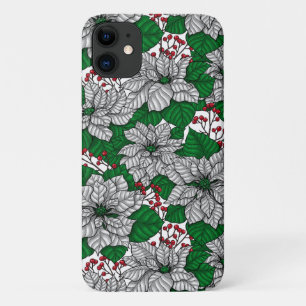 White poinsettia, Christmas pattern iPhone 11 Case