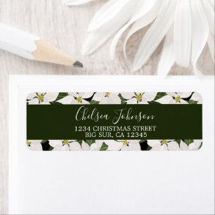 White Poinsettia Holiday Label Return Address Label