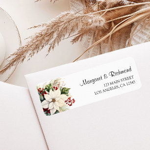 White Poinsettia Rustic Winter Wedding Address Return Address Label