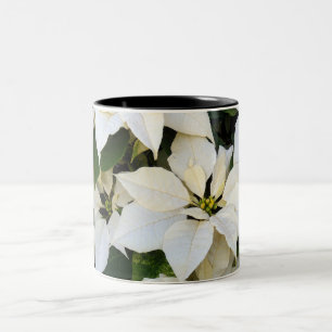 White Poinsettias Two-Tone Coffee Mug