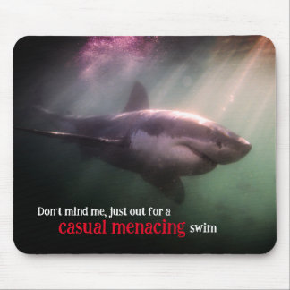 White pointer shark underwater mouse pad