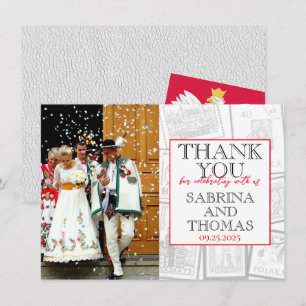 White Poland Wedding Photo Thank You Card