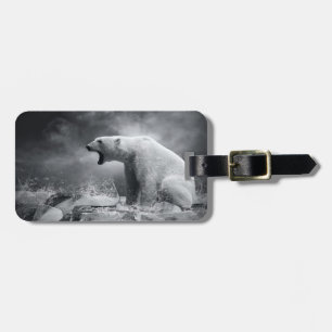 White Polar Bear Hunter on the Ice in water Luggage Tag