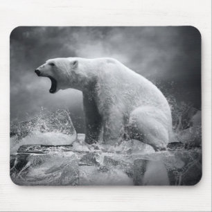 White Polar Bear Hunter on the Ice in water Mouse Pad
