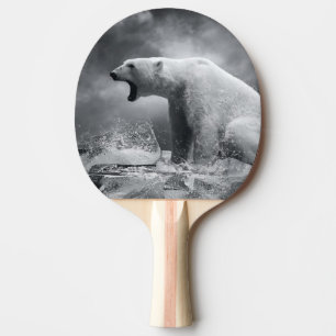 White Polar Bear Hunter on the Ice in water Ping Pong Paddle