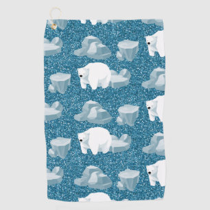 White Polar Bear North Wild Animal Blue Cold Golf Towel