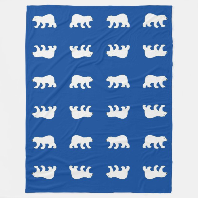 White Polar Bear Pattern Fleece Blanket (Front)