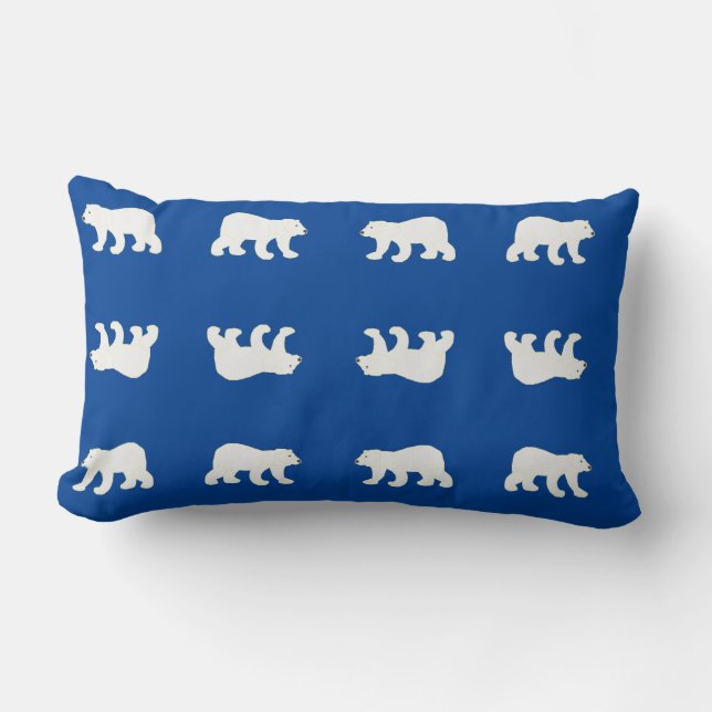 White Polar Bear Pattern Lumbar Cushion (Front)