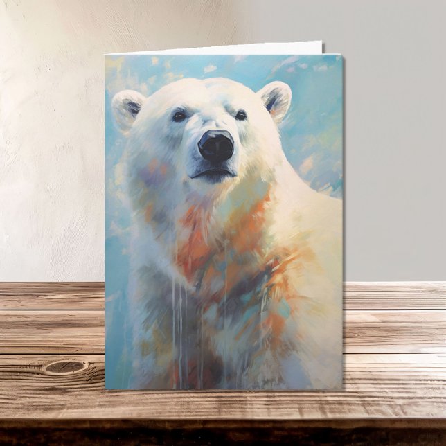 White Polar Bear Portrait in Cool Tones Card (Creator Uploaded)