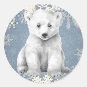 White Polar Bear Snowflake Stickers