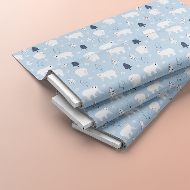 White Polar Bears Snowflakes Light Blue Fabric (Creator Uploaded)