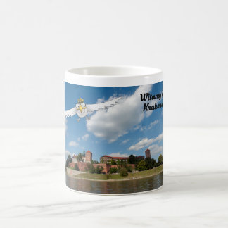 White Polish eagle says Welcome to Cracow. Witamy Coffee Mug