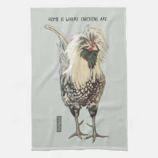 White Polish Rooster  ©TRFORSMAN Tea Towel