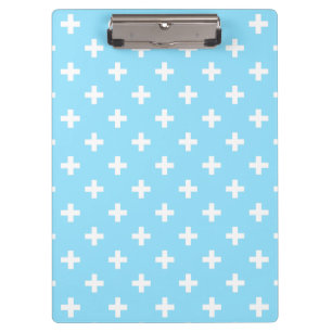 White polka crosses on baby blue clipboard