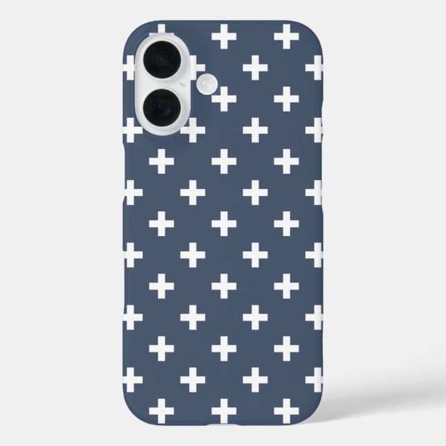 White polka crosses on blue-gray Case-Mate iPhone case (Back)