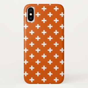 White polka crosses on burnt orange iPhone x case