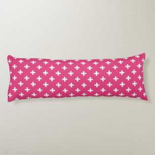 White polka crosses on fuchsia body cushion