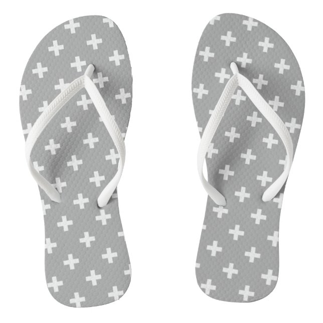White polka crosses on gray thongs (Footbed)
