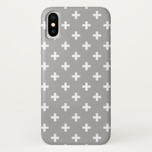 White polka crosses on grey iPhone x case