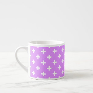 White polka crosses on lilac espresso cup