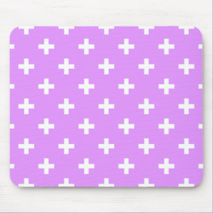 White polka crosses on lilac mouse pad