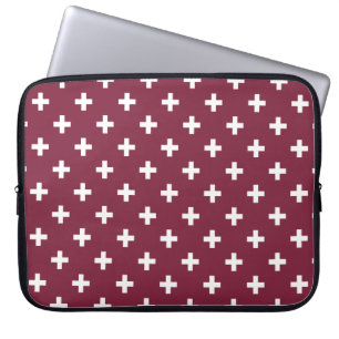 White polka crosses on mulberry laptop sleeve