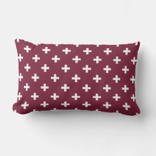 White polka crosses on mulberry lumbar cushion
