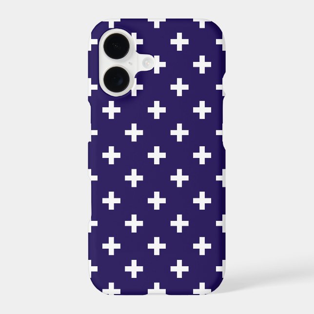 White polka crosses on navy blue (Back)