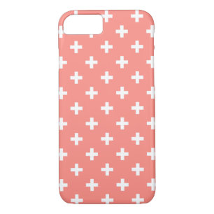 White polka crosses on peach iPhone 8/7 case