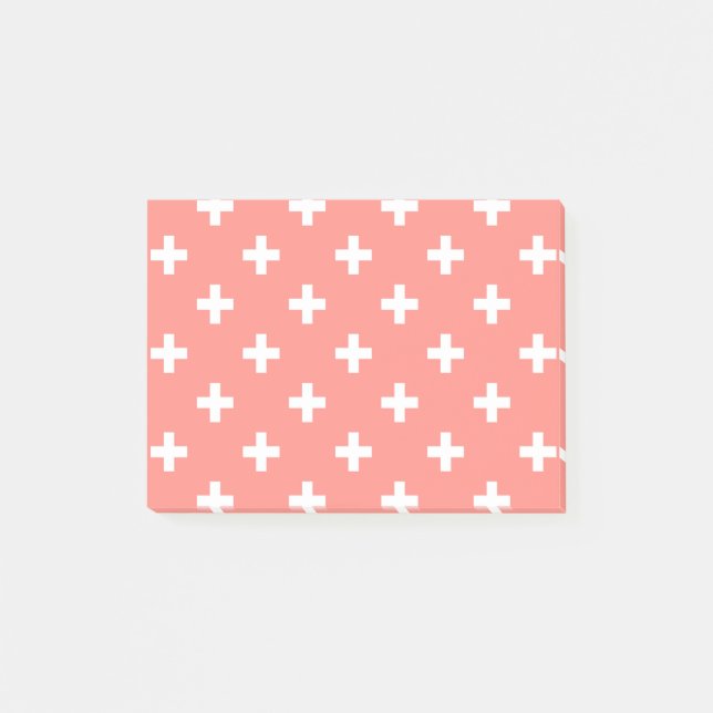 White polka crosses on peach post-it notes (Front)
