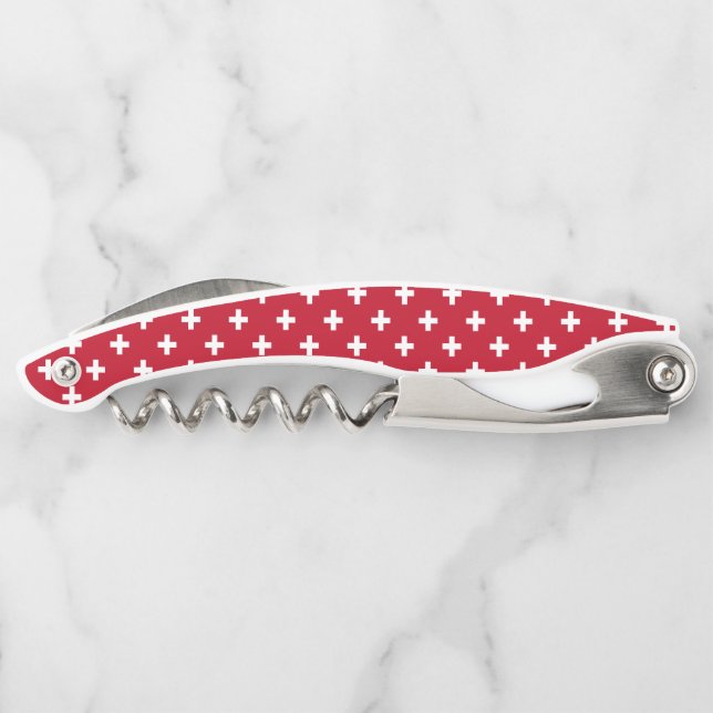 White polka crosses on red corkscrew (Back)