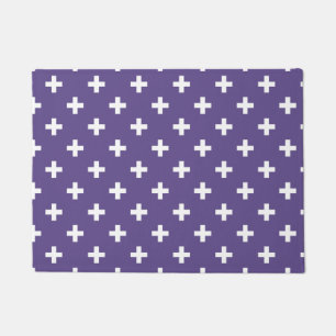 White polka crosses on ultra violet doormat
