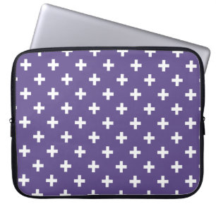 White polka crosses on ultra violet laptop sleeve