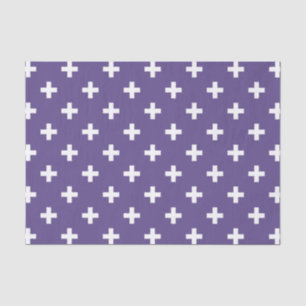 White polka crosses on ultra violet tissue paper