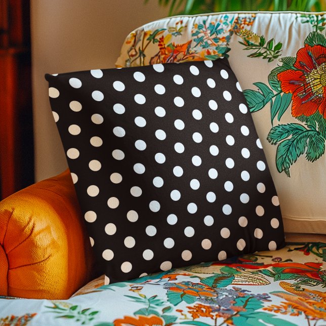 White Polka Dot Cushion (White Polka Dot Throw Pillow)