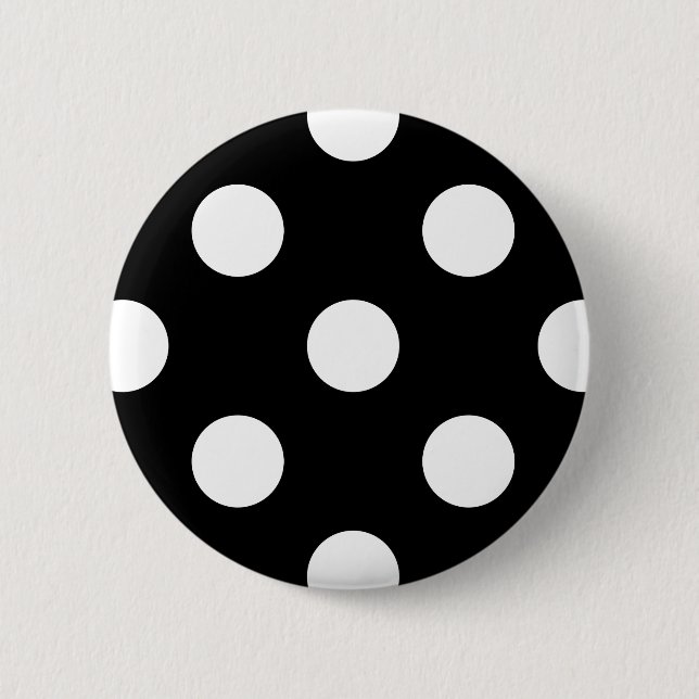 White Polka Dot on Black Pattern 6 Cm Round Badge (Front)